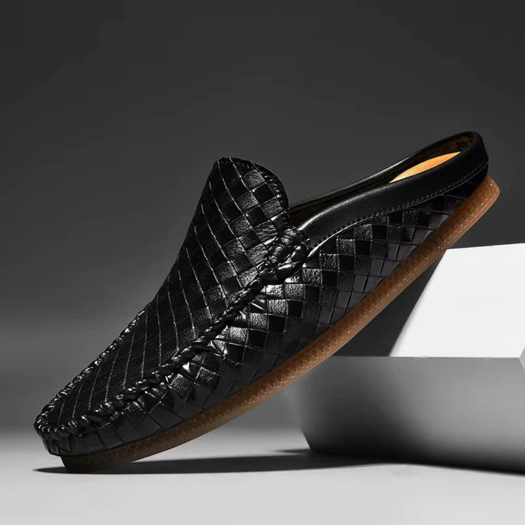 Enzo Woven Leather Slides